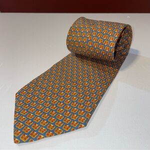 Salvatore Ferragamo Men’s Geometric Abstract Italy Made Preppy‎ Silk Tie
